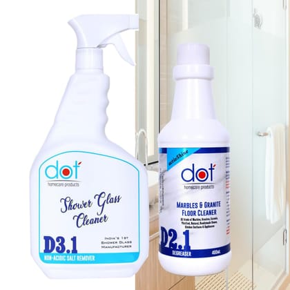 DOT Homecare Products | Shower Glass Cleaner For Bathroom 800ml, Marble & Granite Floor Cleaner, Oil Stain Remover 400ml