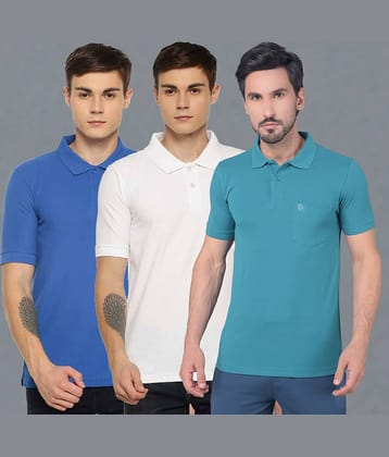 Dollar Cotton Blend Regular Fit Solid Half Sleeves Men's Polo T Shirt - Multicolor ( Pack of 3 )