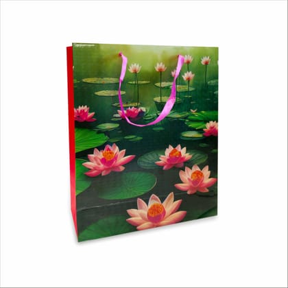 Premium Lotus 200 GSM 3D Gloss Lamination Paper Gift Bags, Ideal For Premium Gifting, Wedding Gifts, & Gifting on Special Occasions (Size: 12.5x10.25x4 inch) - Set of 5 Premium Lotus 200 GSM 3D Gloss Lamination Paper Gift Bags, Ideal For Premium Gifting, Wedding Gifts, & Gifting on Special Occasions (Size: 12.5x10.25x4 inch) - Set of 5