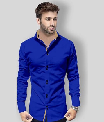 P&V - Blue Cotton Blend Regular Fit Men's Casual Shirt (Pack of 1)