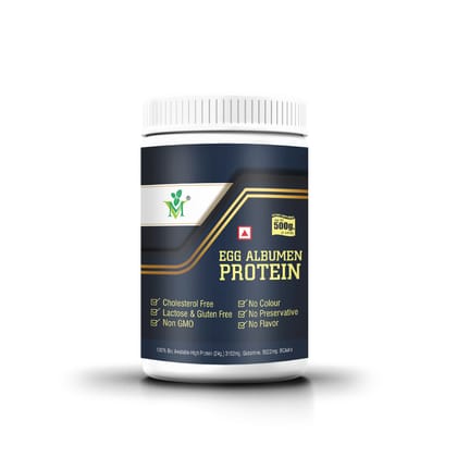 Mint Veda 100% Egg White Protein | Albumen Protein Powder | No Additional Colour & Unflavored Non GMO | Gluten Free For Men | 500gm | Pack of 1