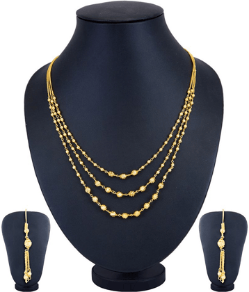 PUJVI Golden Alloy Necklace Set ( Pack of 1 )