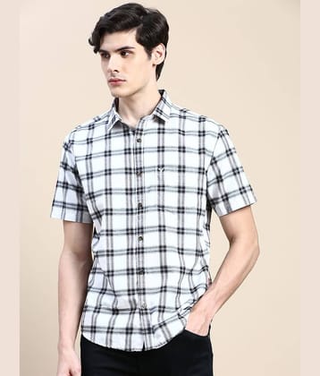 Showoff Cotton Blend Regular Fit Checks Half Sleeves Men's Casual Shirt - White ( Pack of 1 )