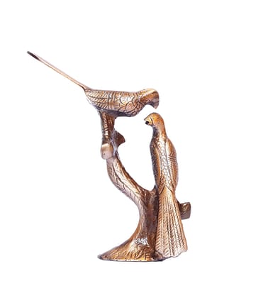 DreamKraft Kissing Love Birds Couple Sitting on Tree Branch for Home Decor, Showpiece Figurines (Copper Color, 13x5x17 cm)
