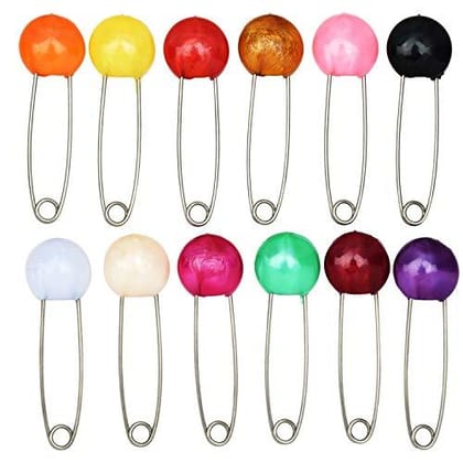 Multi-Color Safety Pins (Pack of 12)
