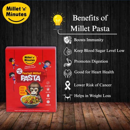 Foxtail Millet Pasta – Healthy, Gluten-Free Pasta Made from Foxtail Millets – High in Fiber, Protein, and Essential Nutrients – 192g