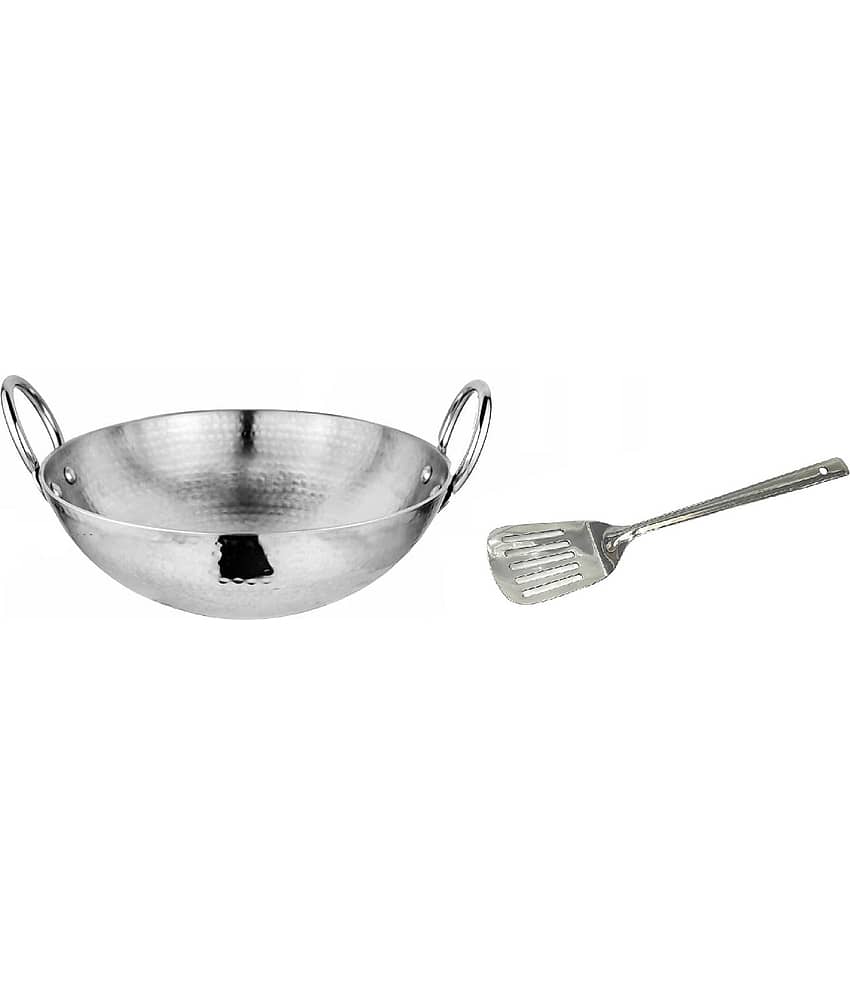 Dynore Non Coated Stainless Steel Cookware Sets Kadhai With Palta