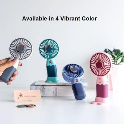 Rechargeable Handheld Mini Fan with USB Charging, Portable Compact Design with Detachable Stand and Mobile Holder, Ideal for Indoor and Outdoor Use (Multi Colour) ( Random Colour )