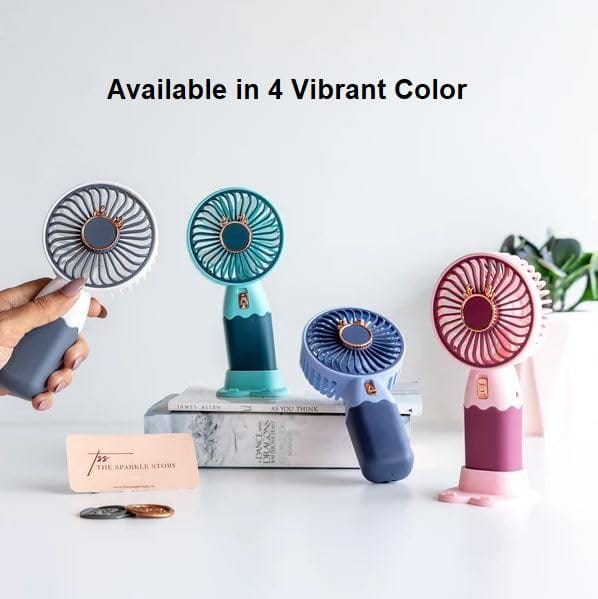 Rechargeable Handheld Mini Fan with USB Charging, Portable Compact Design with Detachable Stand and Mobile Holder, Ideal for Indoor and Outdoor Use (Multi Colour) ( Random Colour )