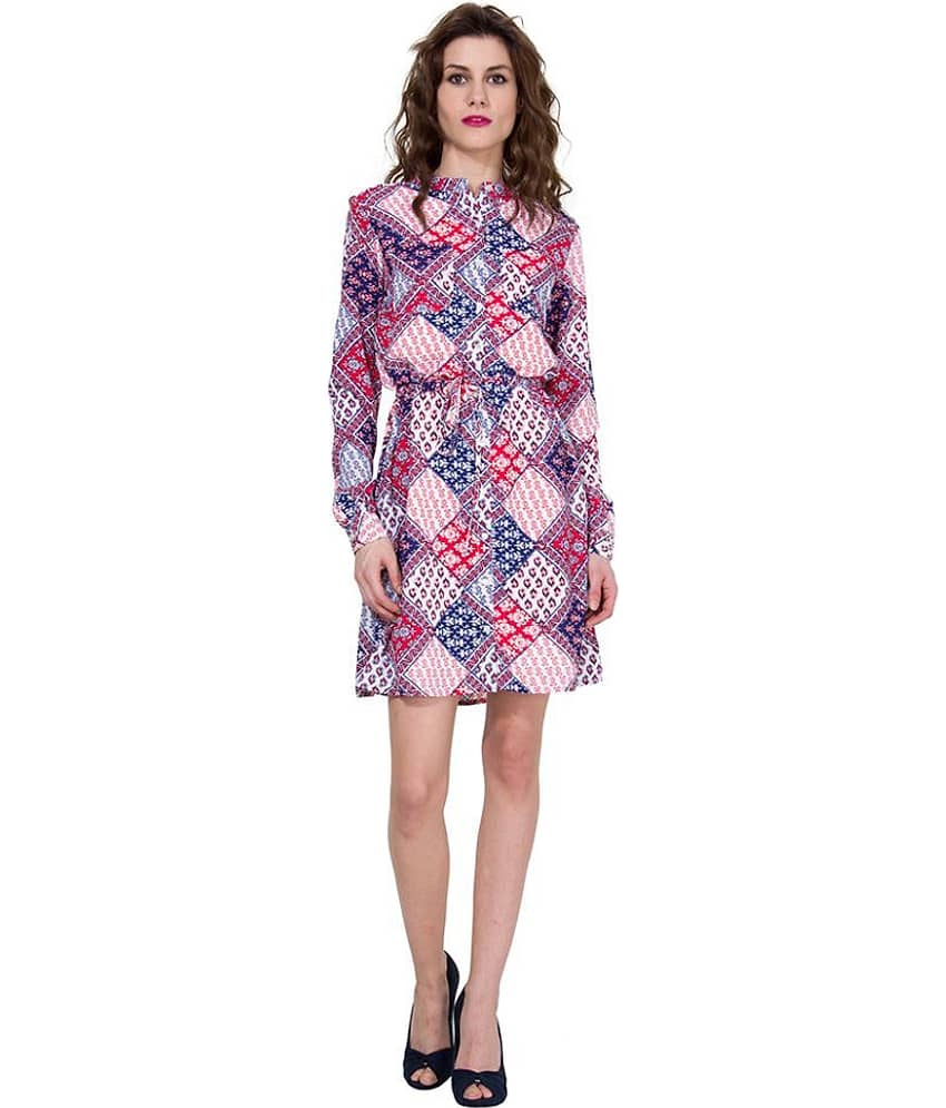 Folklore Polyester Multi Color Dresses