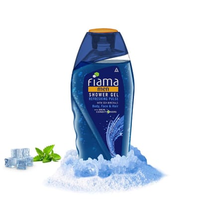 Fiama Men Refreshing Pulse Shower Gel, with skin conditioners & sea minerals for soft & refreshed skin, 125ml bottle