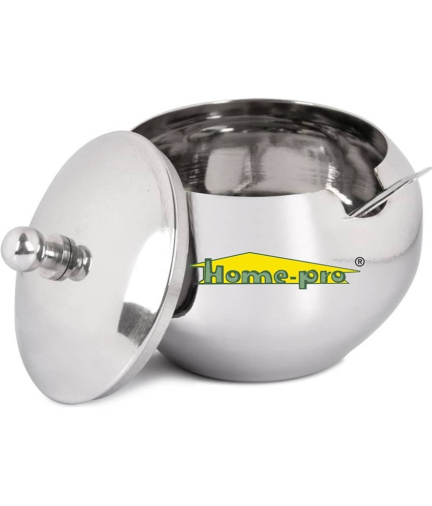 HomePro Stainless Steel Ghee Pot With Spoon Orange Shape Glosy Finish Pack of 1