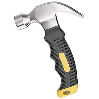 8 OZ Stubby Claw Hammer with Magnetic Nail Starter, Woodworking Hammer with Non-slip Handle Camping Hammer Small Hammer for Nailing Walls