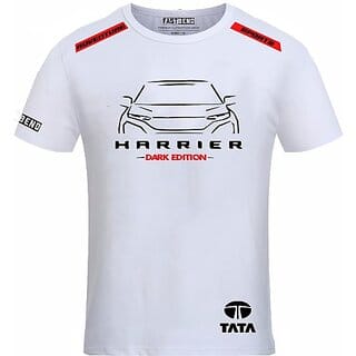 Fastbend Mens White Printed Cotton Blend Round Neck T-Shirt