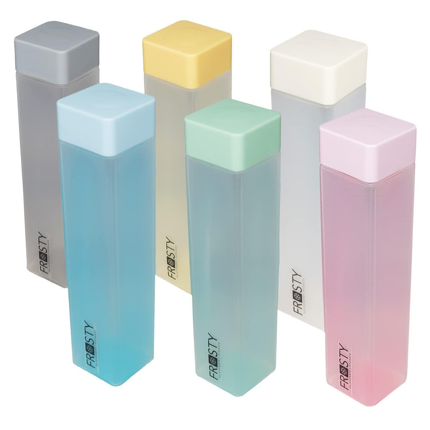 Frosty Square Water Bottles Unbreakable Water Bottle 1 Litre Leakproof Durable BPA-Free Non-Toxic Water bottle for office,Water bottle for gym, Water bottle for home(6 pcs)