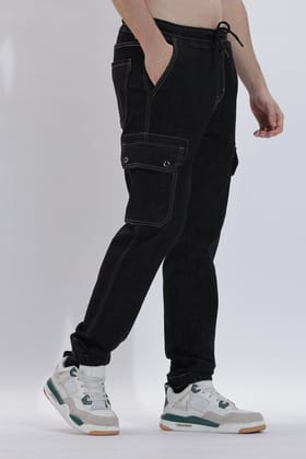 Men's Denims Joggers with 6 Pockets | Rick Rogue-Black / 32