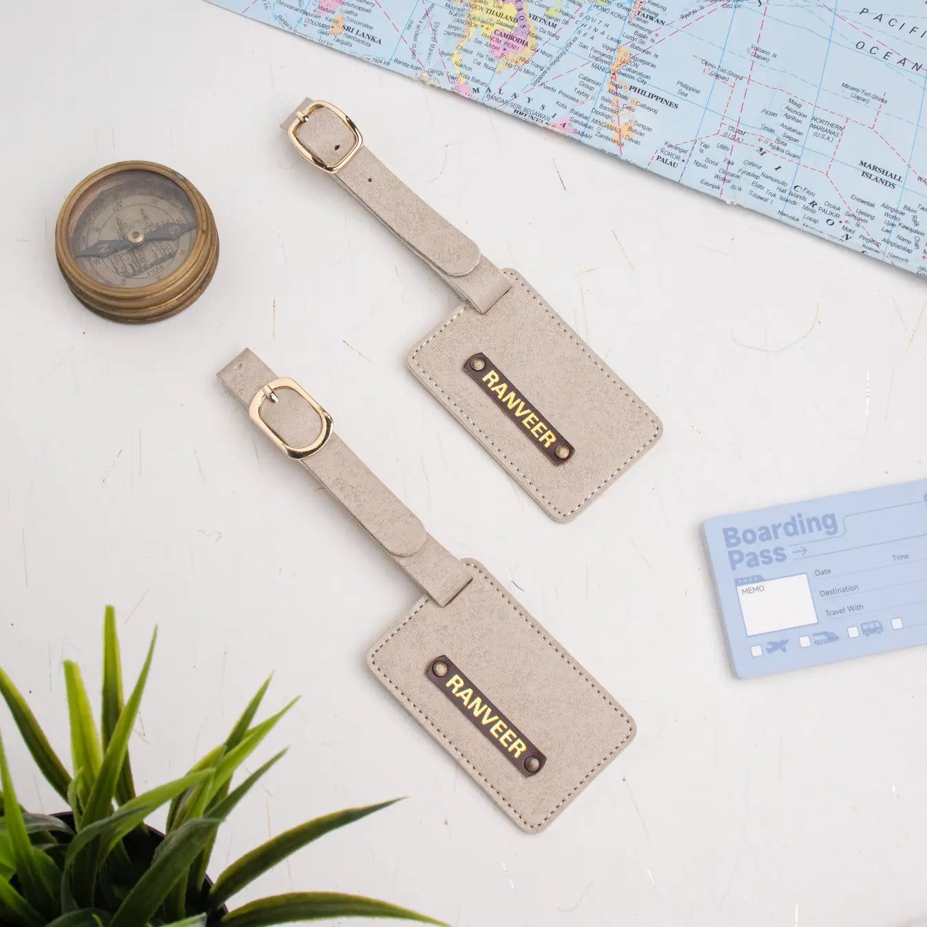 PERSONALISED LUGGAGE TAGS - BEIGE-Beige