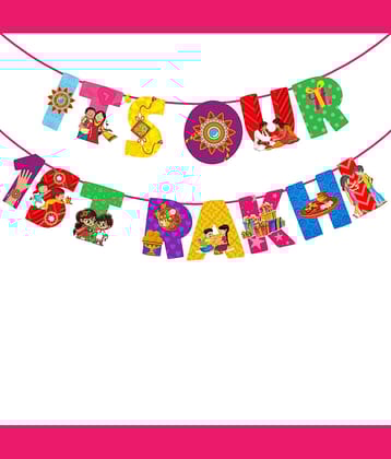 Zyozi® 'IT'S OUR 1ST RAKHI' Paper Banner, Rakhi Paper Banner | Happy Rakhi Decoration for Raksha Bandhan Festival Paper Banner | Raksha Bandhan Decoration Items for Rakhi