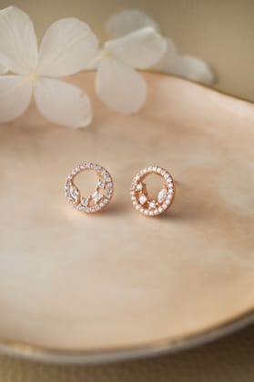 Blossom Circle Sterling Silver Stud Earrings-Rose
