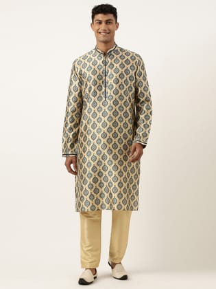 Printed Gold Cotton Kurta Set-Made To Measure / Only Kurta - No Lowers