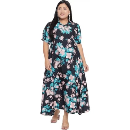 Women's Polyester Fit and Flare Green Dress Size 8XL (Multicolor)