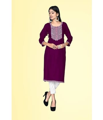 Kapadia - Purple Rayon Women's Straight Kurti ( Pack of 1 )