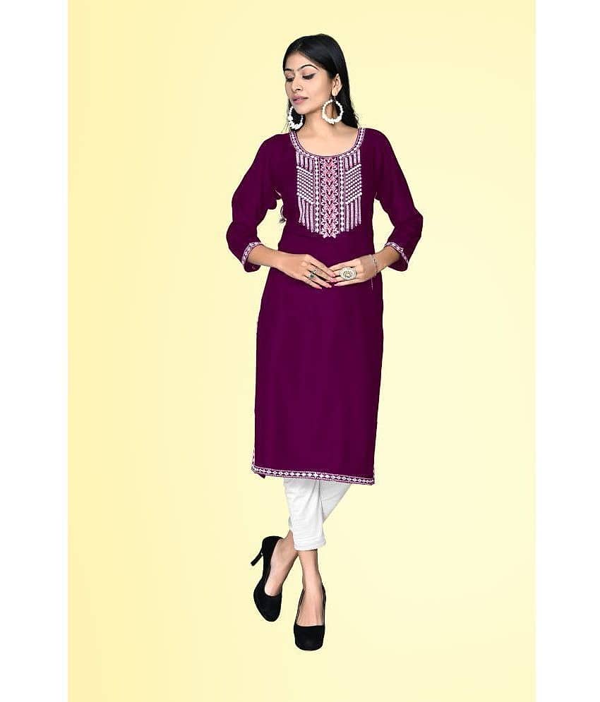 Kapadia - Purple Rayon Women's Straight Kurti ( Pack of 1 )