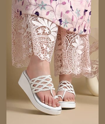Shoetopia White Women's Slip On Heels