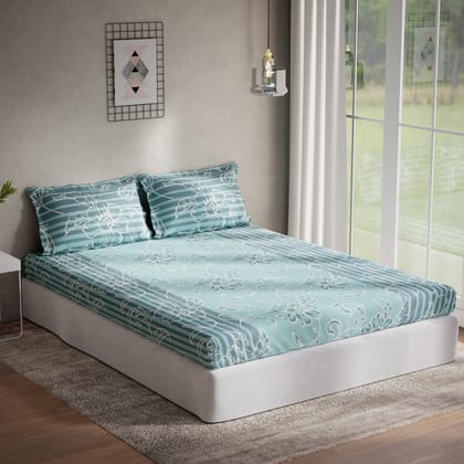 DDECOR - Sigma Collection 100% Cotton Ethnic Pattern 136TC Queen Bedsheet |224 CM X 254 CM| Turquoise