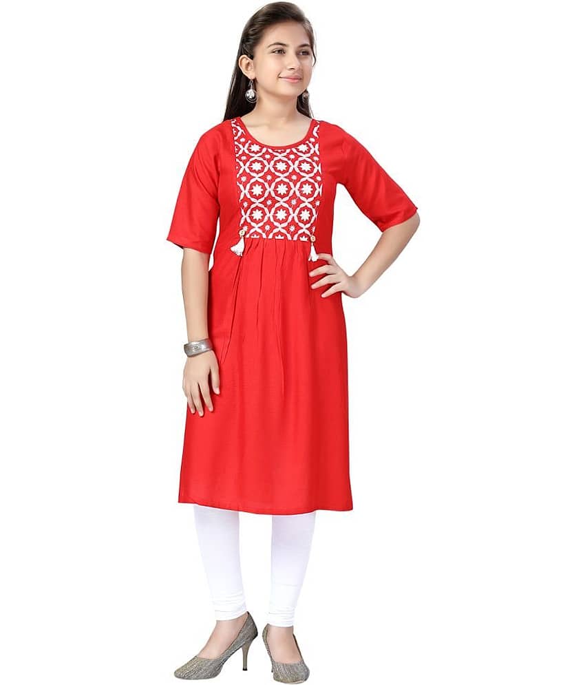 Aarika Girls Cotton Kurti Legging Set ( Pack of 1 , Red )