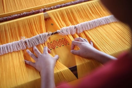 Hand-Woven Yellow Artisan Fabric