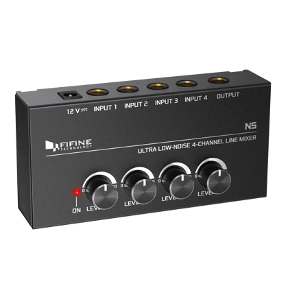 FIFINE N5 - Four - Channel Line Mixer With Individual Volume Control