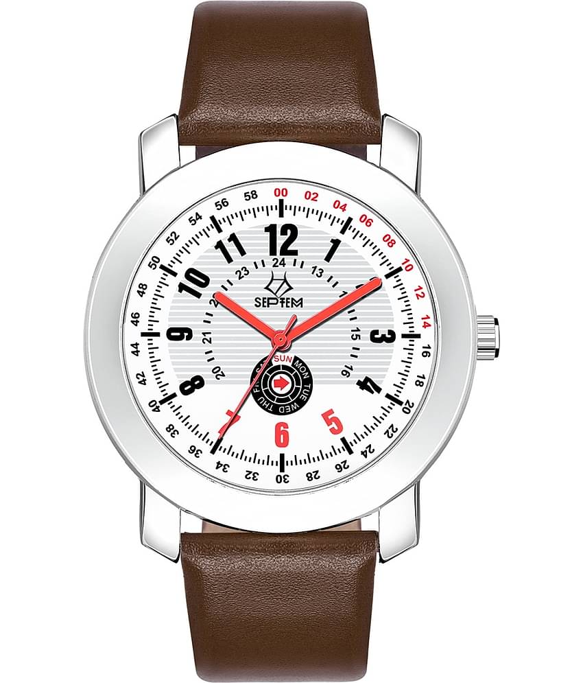 Septem Brown Leather Analog Men's Watch