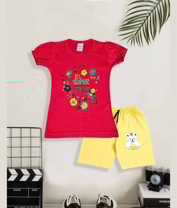 COOLTEES4U Pack of 2 Girls 100% Cotton T-shirt & Shorts ( Multicolor )