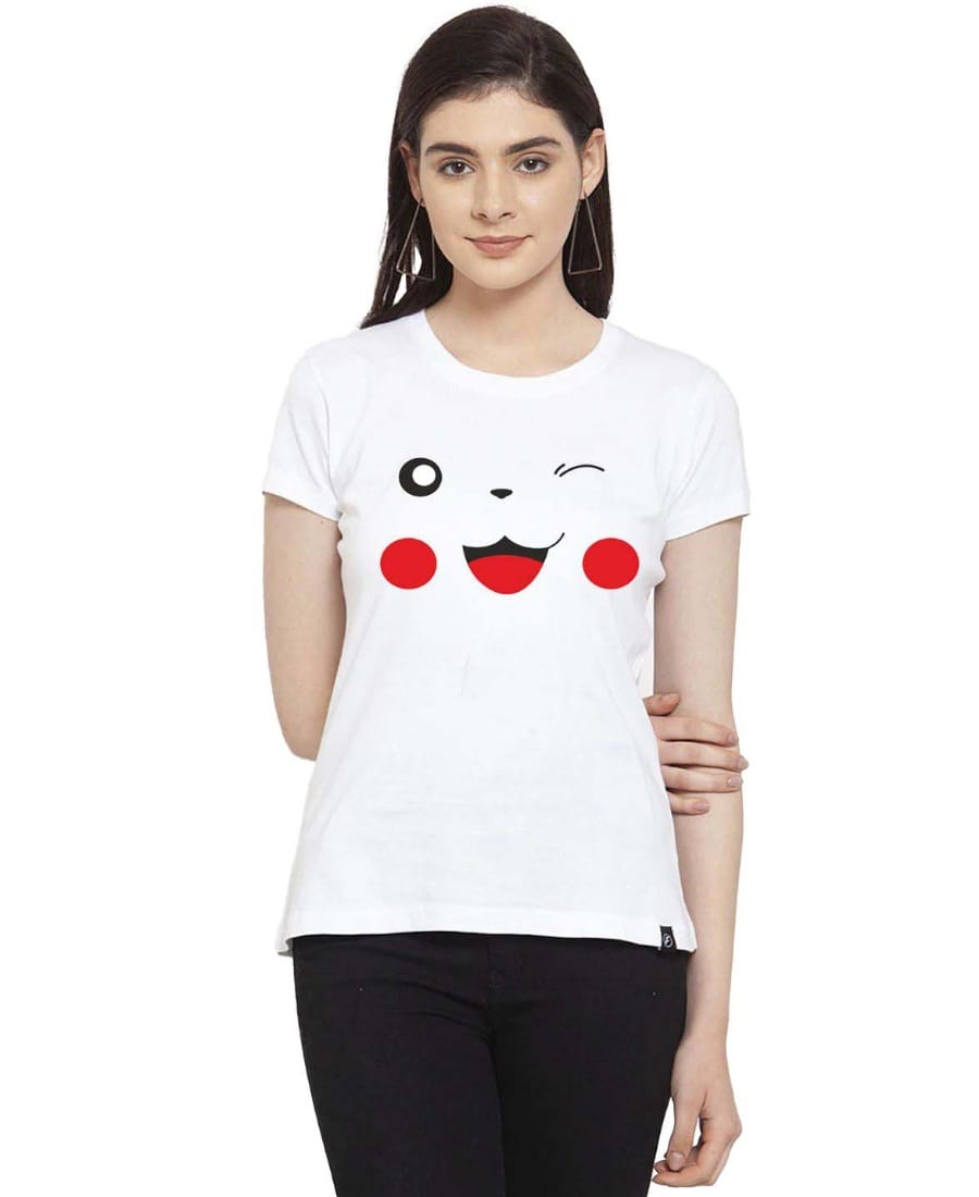 Women's Cotton Blend Graphic Print Printed T Shirt XL (White)