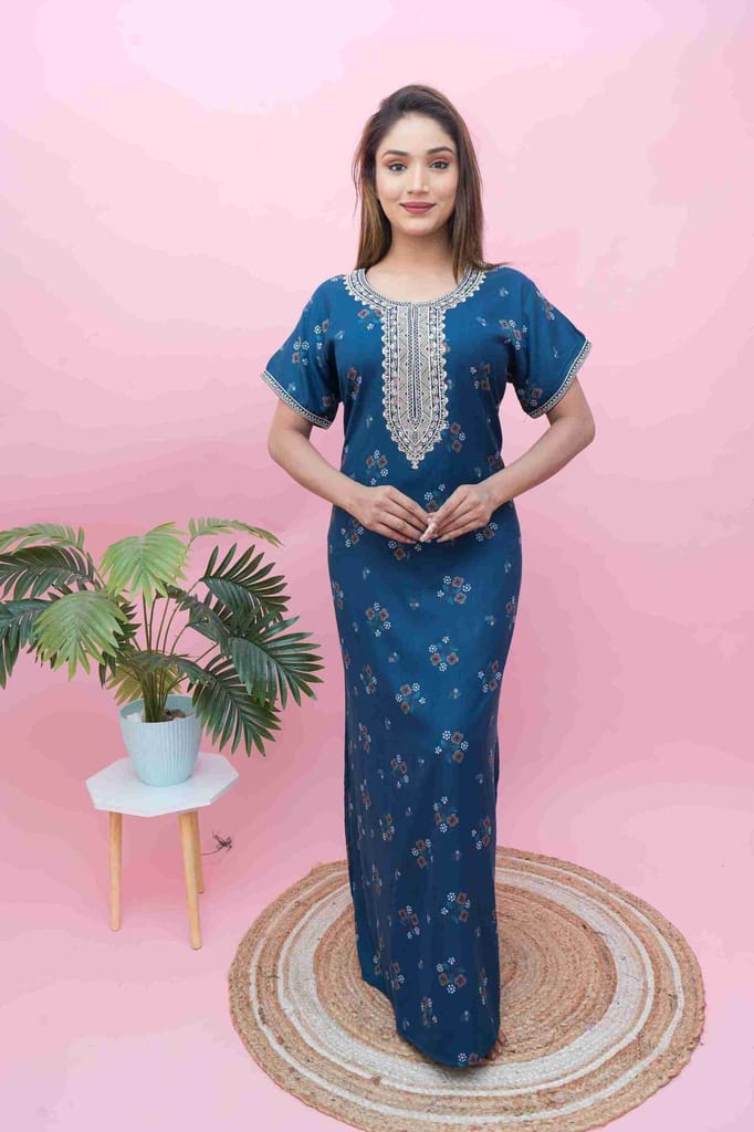 New Women Soft Alpine Fabric Nighty | Beautiful Embroidery Work | Comfortable Women's Nightwear 