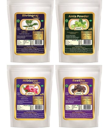 Biotic Bhringraj, Hibiscus, Reetha and Amla Powder (100 gms Each) Hair Mask 400 g Pack of 4