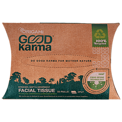 Origami Good Karma Facial Tissue - 2 Ply, Soft, Biodegradable, 50 pcs