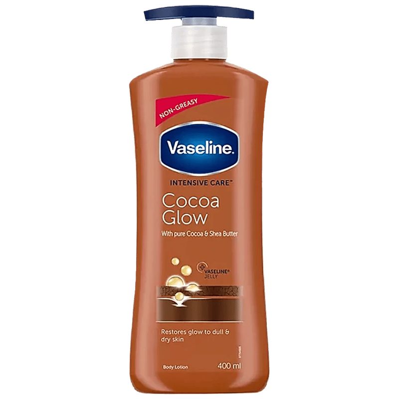 Vaseline Intensive Care Cocoa Glow Body Lotion - With Shea Butter, Non-Greasy Formula, 400 Ml