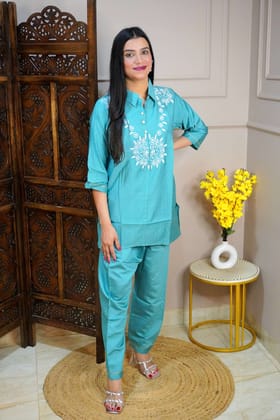 Sea Blue Colour Moti work Co-Ord set-XL / Sea Blue