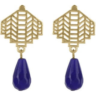 Brass Filigree Single Penta Drop Earrings for Girls Brass Material Earrings for Women's Fashion Jewellery for Party