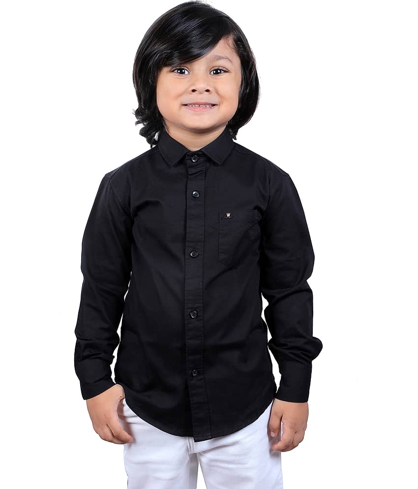 Qurobri Pack of 1 Boys Cotton Blend Full Sleeves Shirt ( Black )