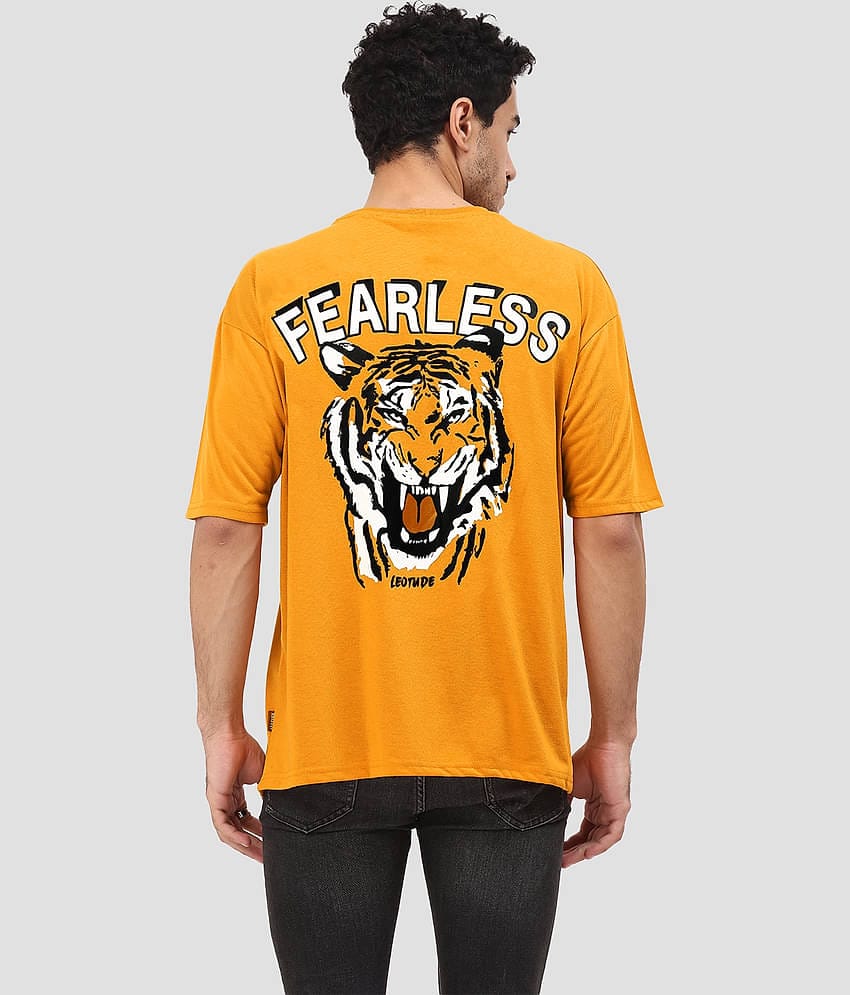 Leotude Pack of 1 Cotton Blend Oversized Fit Men's T-Shirt ( Mustard )