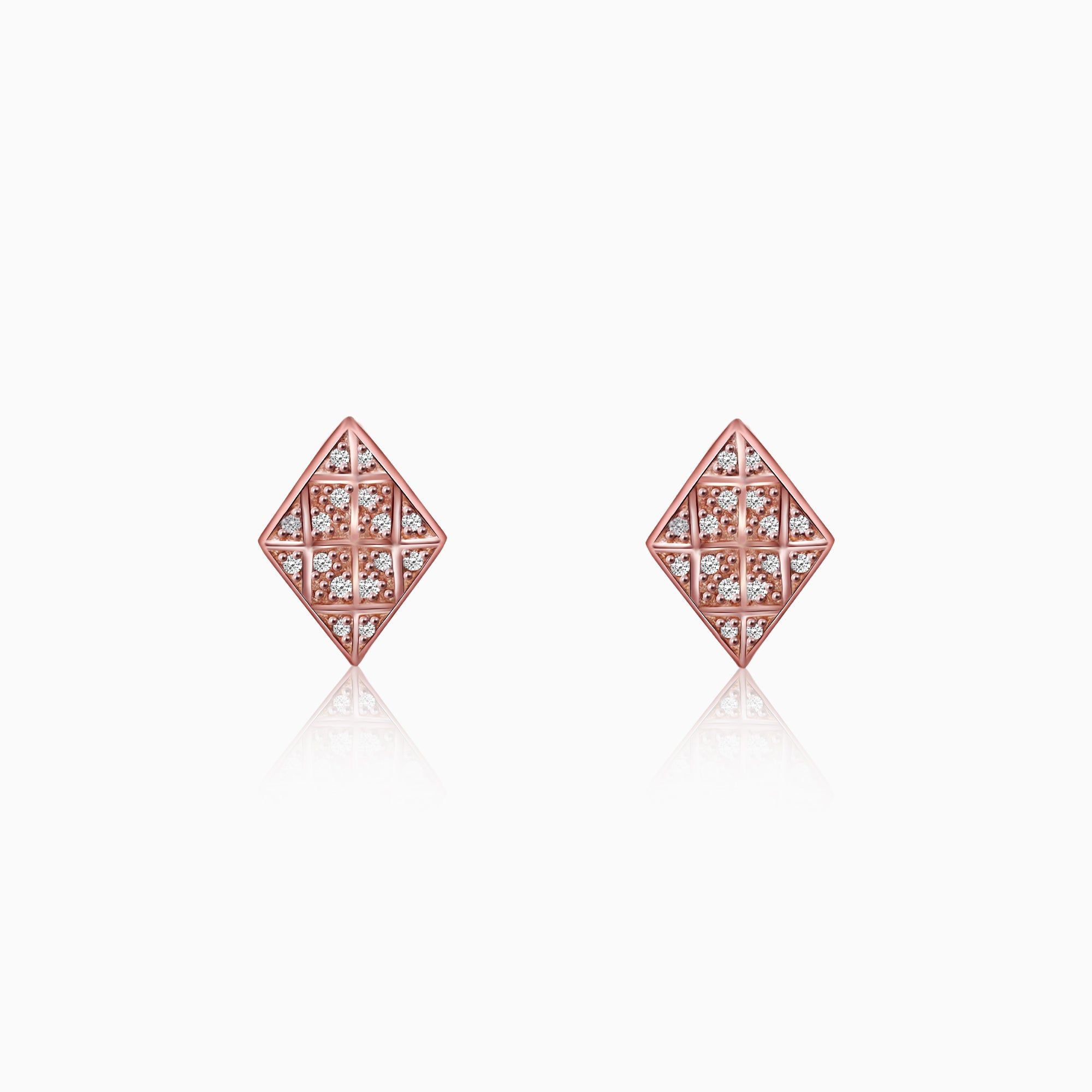 Rose Gold Zircon Stud Earrings