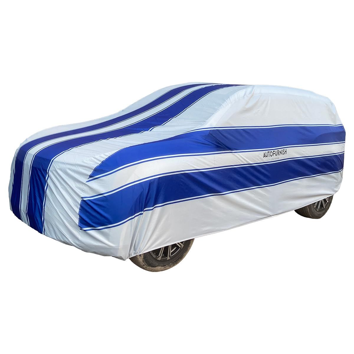 Autofurnish  Ace Printed Stripe Car Body Cover For  Hyundai Grand i10 -  Ace Grey Blue-Ace Grey Blue