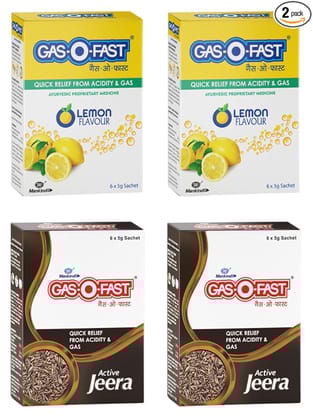 GASOFast Ayurvedic Antacid (Lemon 6sx 2 Jeera  6s x2 5 g each)  (Pack of 4)