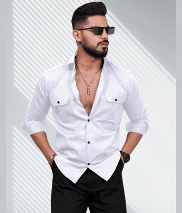 CRESALE Cotton Blend Regular Fit Solids Full Sleeves Men's Casual Shirt - Black ( Pack of 1 )