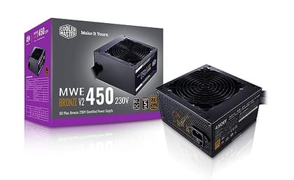 Cooler Master MWE 450 Bronze V2 Power Supply - Non-Modular , 80 Plus Bronze Certified, 450 Watt - Black