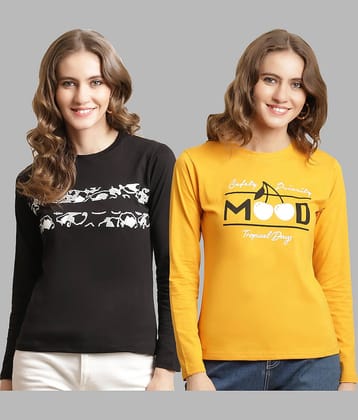 Fabflee Women Cotton Colorblock Regular Fit Round Neck T-Shirt ( Multicolor )