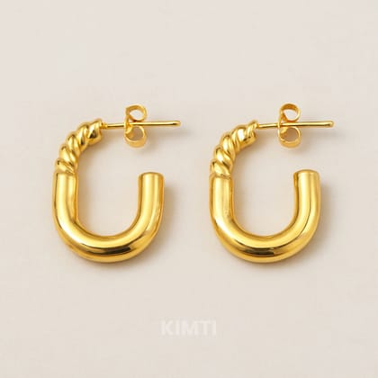 18K Gold Plated Half Hoop Golden Anti Tarnish Earring